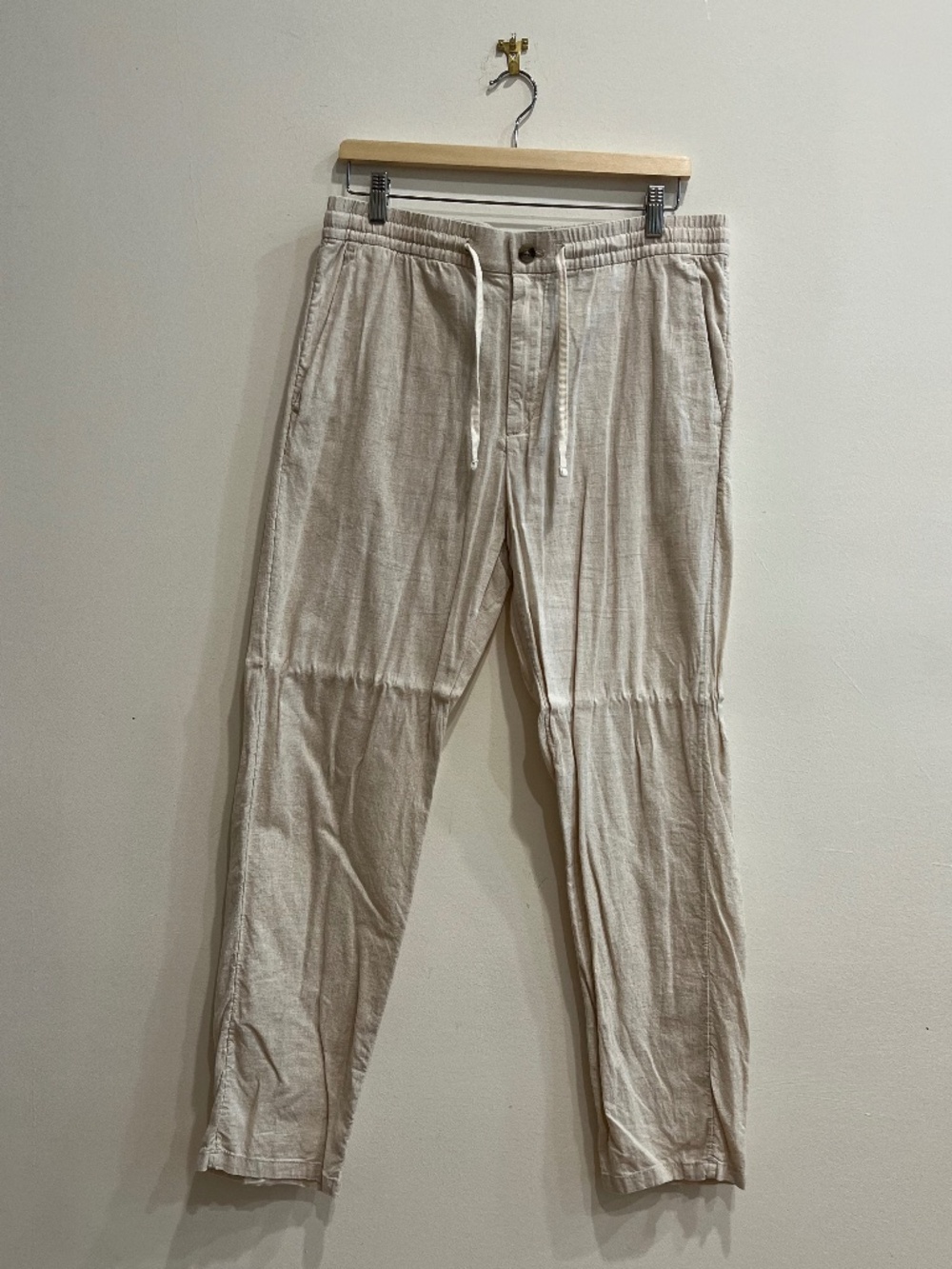 H&M Beige Cotton Linen Blend Beach Pants Mens Medium